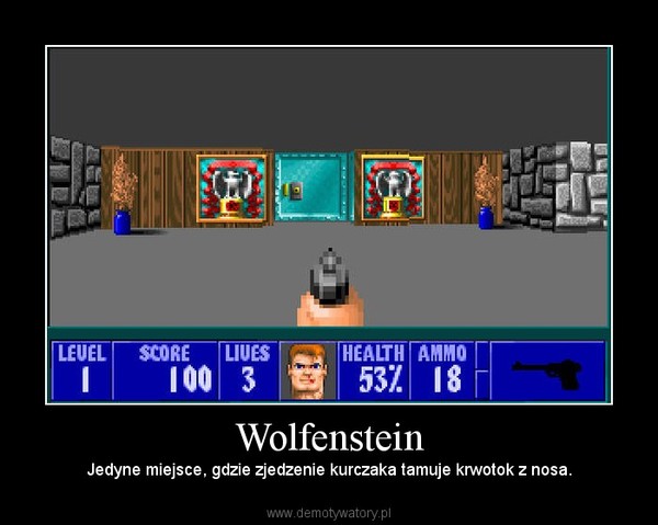 Wolfenstein – Jedyne miejsce, gdzie zjedzenie kurczaka tamuje krwotok z nosa. 