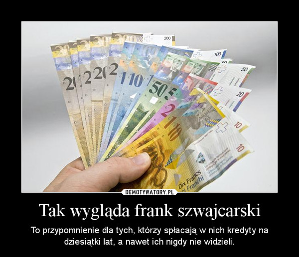 Tak wygląda frank szwajcarski – To przypomnienie dla tych, którzy spłacają w nich kredyty na dziesiątki lat, a nawet ich nigdy nie widzieli. 