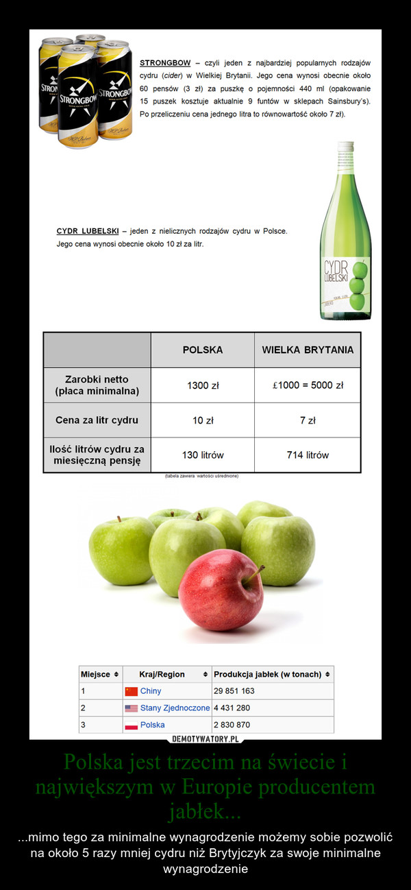 Polska jest trzecim na świecie i największym w Europie producentem jabłek...