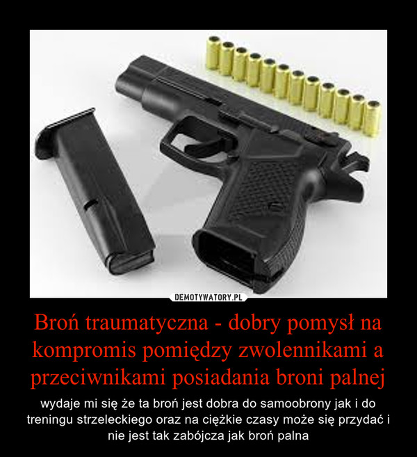 Broń traumatyczna - dobry pomysł na kompromis pomiędzy zwolennikami a przeciwnikami posiadania broni palnej