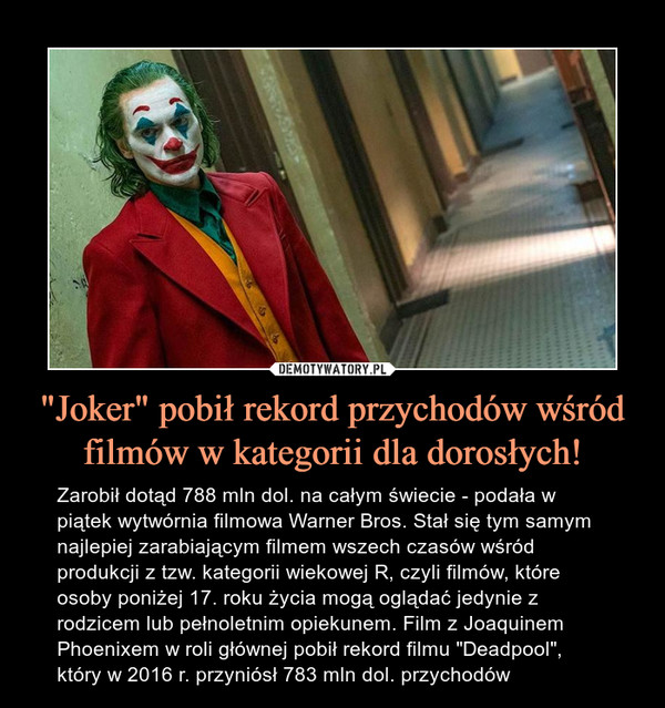 "Joker" pobił rekord przychodów wśród filmów w kategorii dla dorosłych!