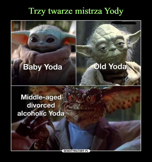  –  Old YodaBaby YodaMiddle-ageddivorcedalcoholic Yoda