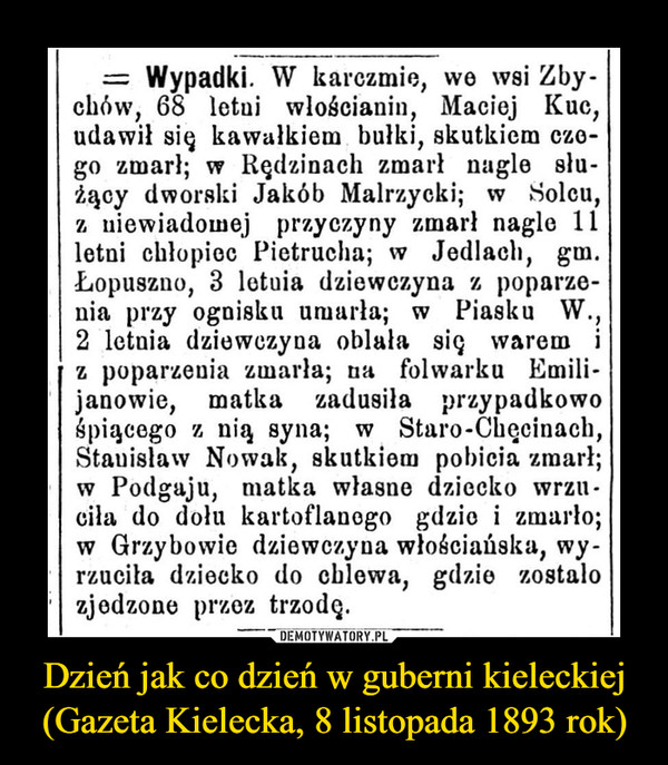 Dzień jak co dzień w guberni kieleckiej (Gazeta Kielecka, 8 listopada 1893 rok)