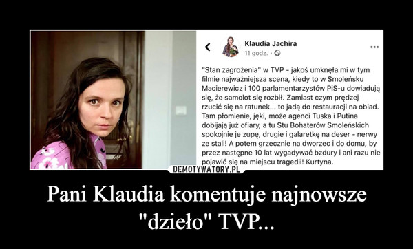 Pani Klaudia komentuje najnowsze "dzieło" TVP... –  