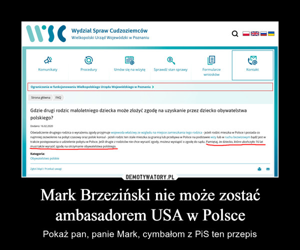 Mark Brzeziński nie może zostać ambasadorem USA w Polsce – Pokaż pan, panie Mark, cymbałom z PiS ten przepis 