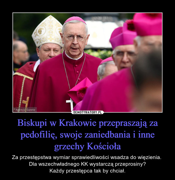 Biskupi w Krakowie przepraszają za pedofilię, swoje zaniedbania i inne grzechy Kościoła