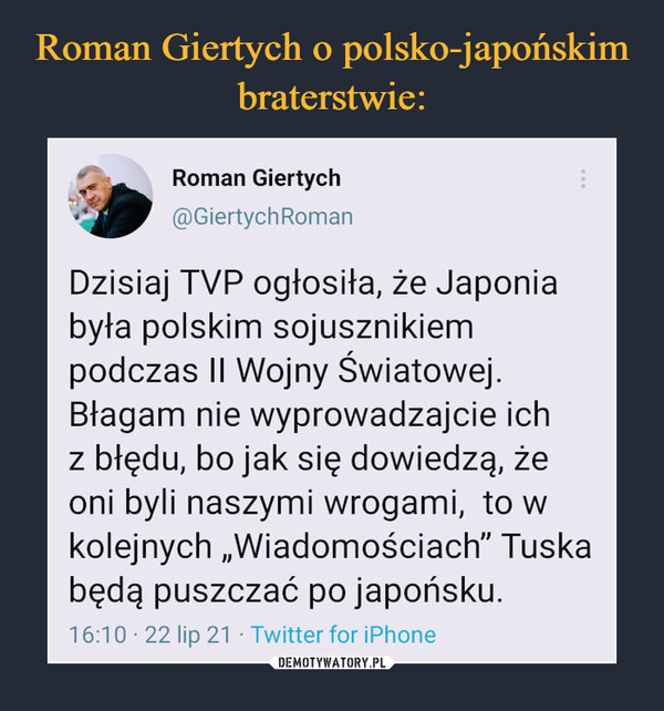 Roman Giertych o polsko-japońskim braterstwie:
