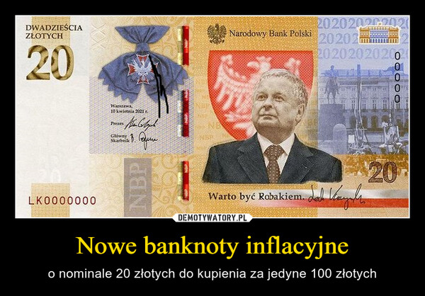 Nowe banknoty inflacyjne – o nominale 20 złotych do kupienia za jedyne 100 złotych 