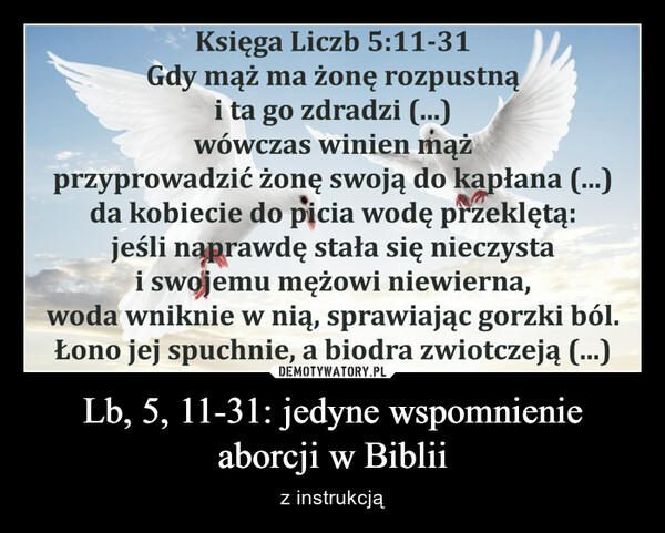 Lb, 5, 11-31: jedyne wspomnienie aborcji w Biblii – z instrukcją 