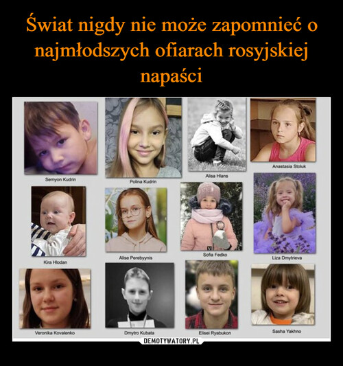Świat nigdy nie może zapomnieć o najmłodszych ofiarach rosyjskiej napaści