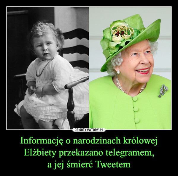 Informację o narodzinach królowejElżbiety przekazano telegramem,a jej śmierć Tweetem –  