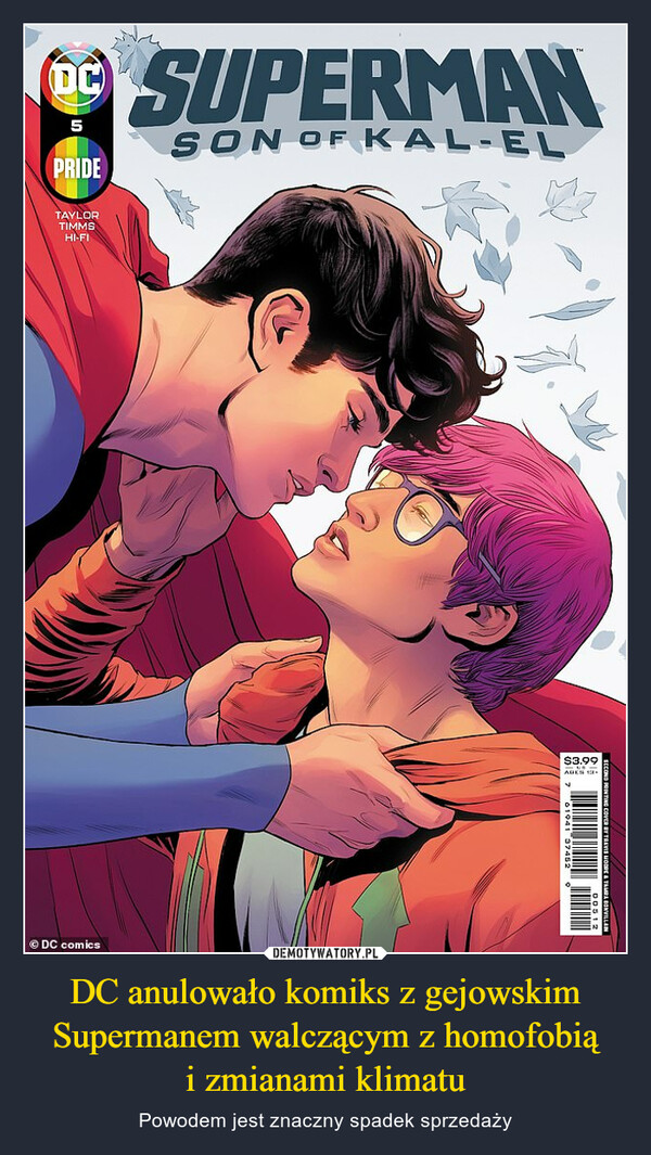 DC anulowało komiks z gejowskim Supermanem walczącym z homofobiąi zmianami klimatu – Powodem jest znaczny spadek sprzedaży 