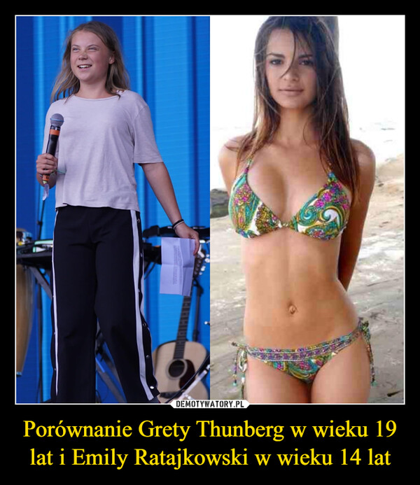 Porównanie Grety Thunberg w wieku 19 lat i Emily Ratajkowski w wieku 14 lat –  